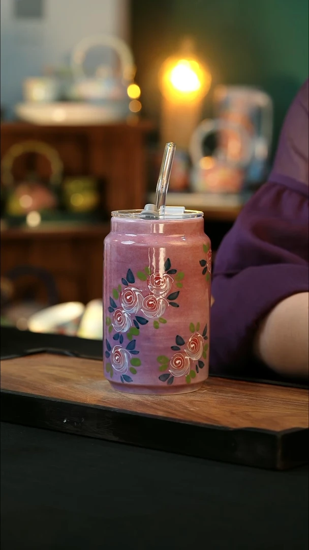杯手绘心瓷陶瓷浮力白泥