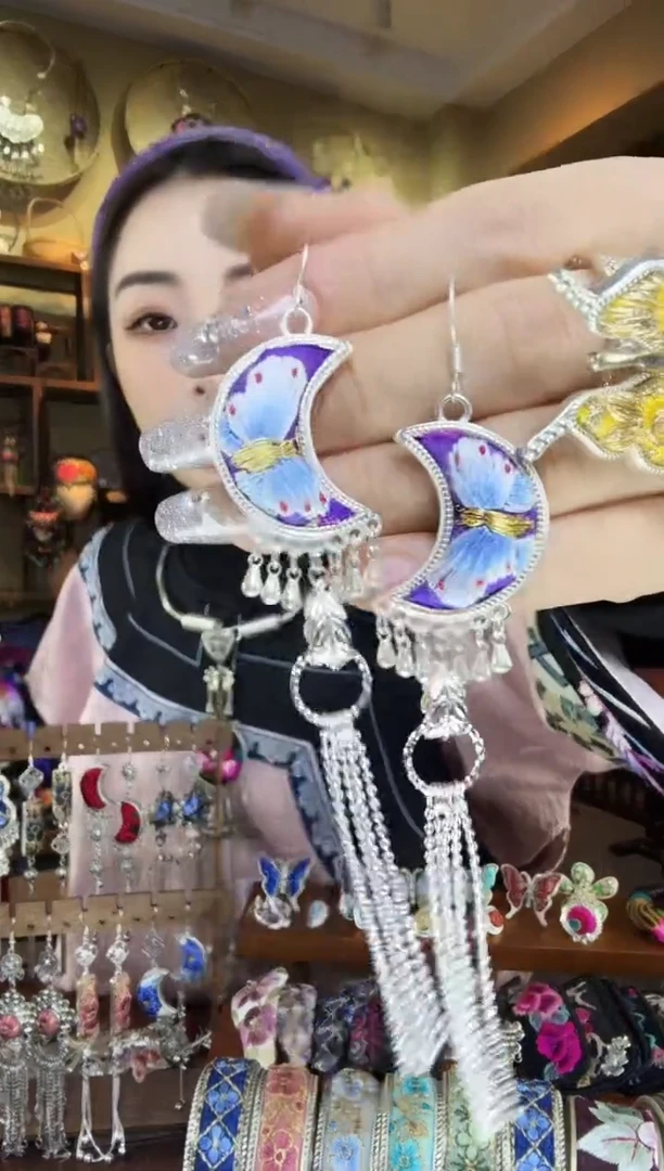 刺绣非遗刺绣民族风耳环