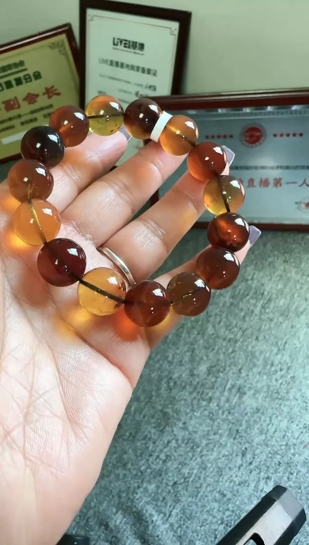 未镶嵌琥珀手链天然缅甸琥珀多宝手串14mm