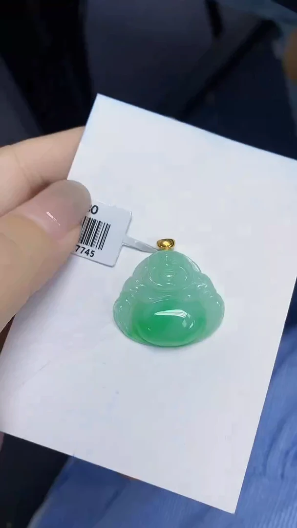 翡翠18K金镶嵌颈饰天然缅甸翡翠A货