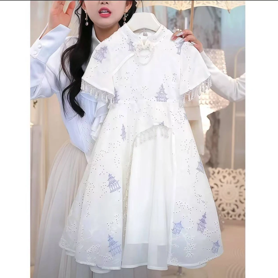 【浮生梦】女童夏季新中式国风薄款旗袍中大童中领套头汉服连衣裙