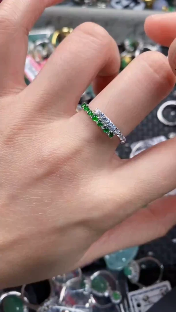 银S925镶嵌戒指翡翠10                  6