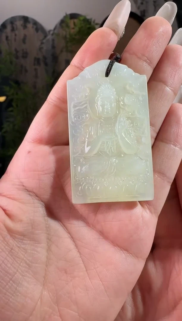 未镶嵌岫玉颈饰大势至-马守护神
