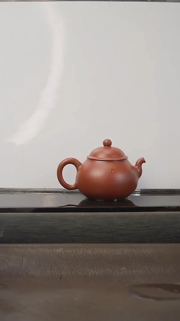 茶壶紫砂5，笠帽，朱泥，100cc