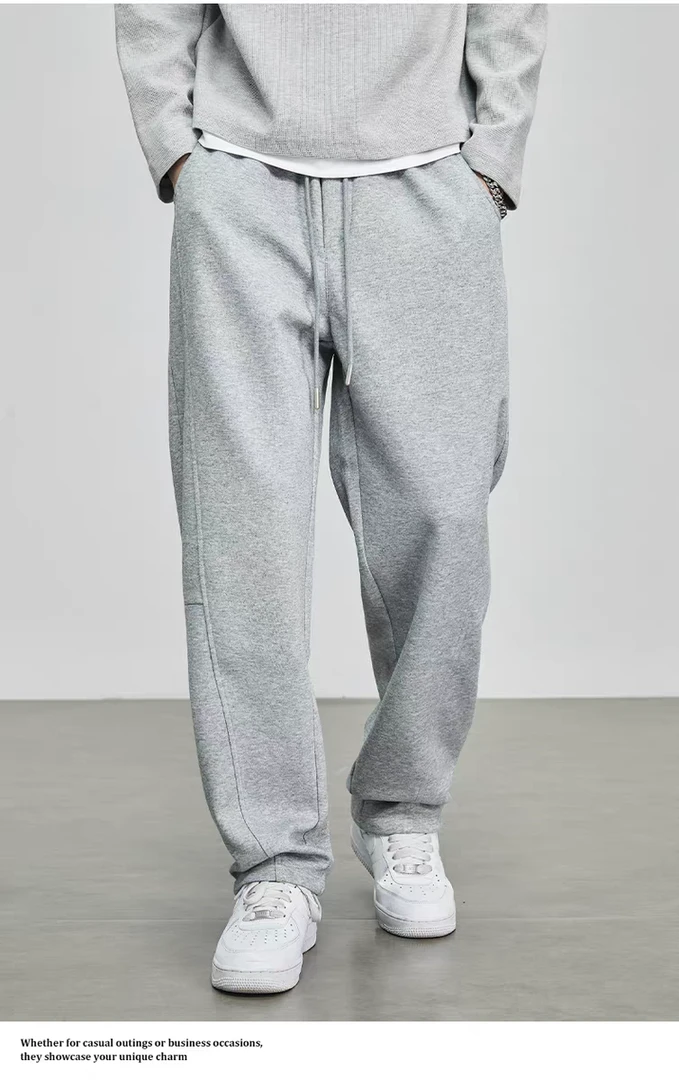 新款卫裤时尚男士长裤简约休闲宽松直筒抽绳运动裤