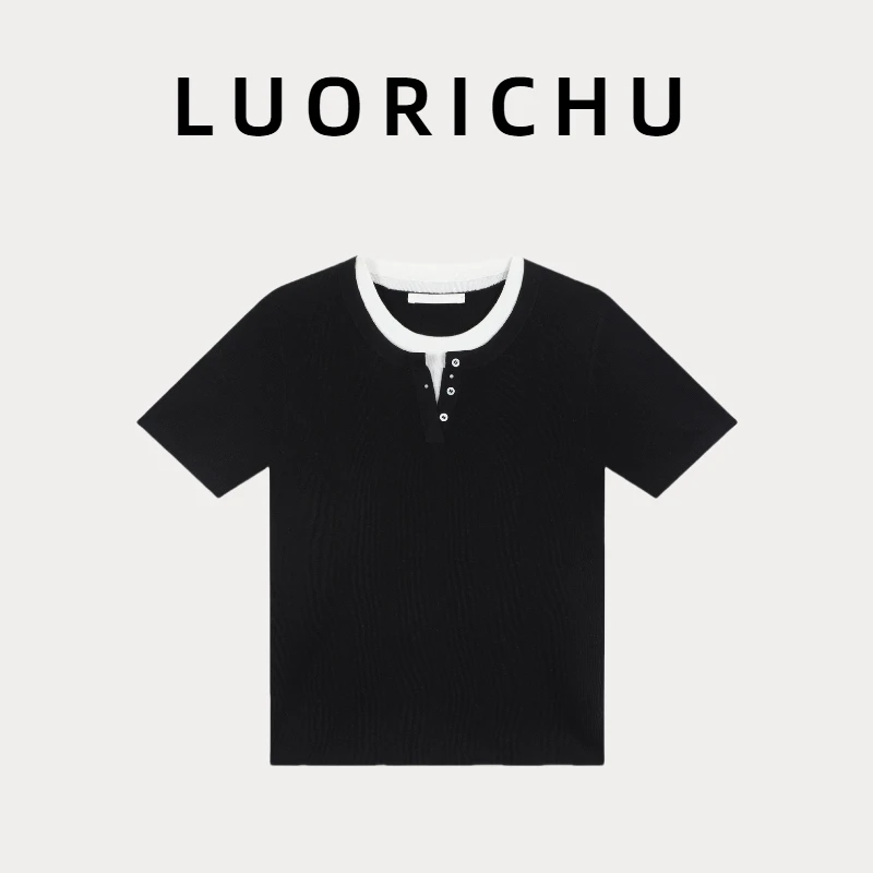 【LuoRiChu】海德公园·亨利领绵羊毛春季T恤短袖