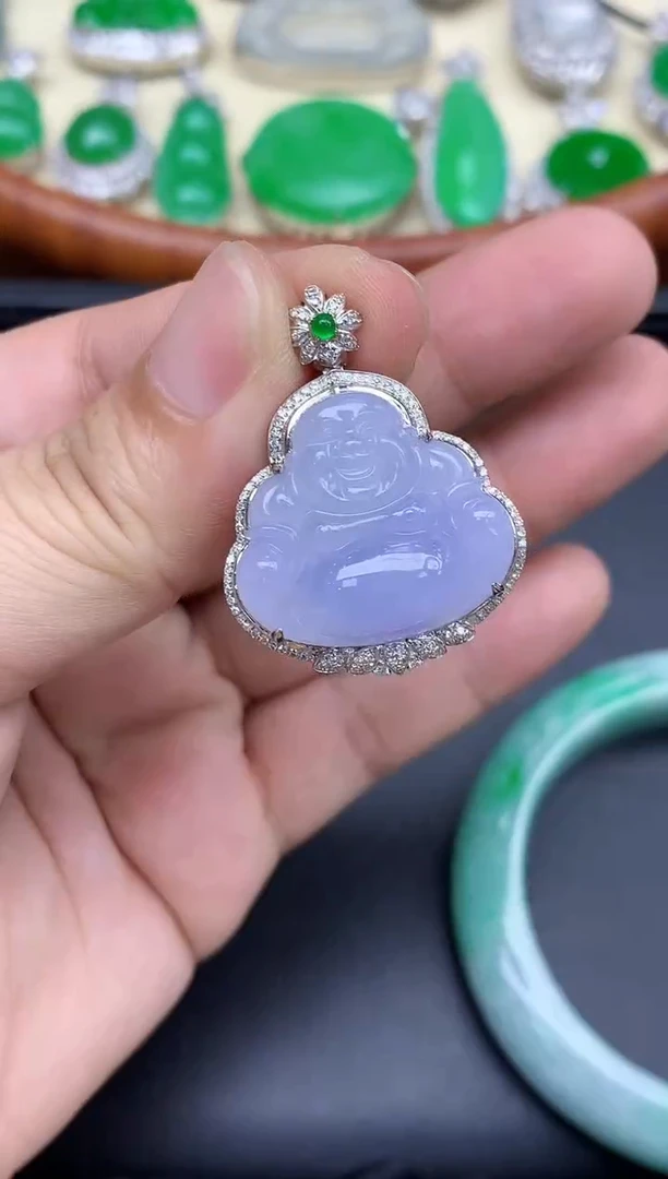 颈饰18K金镶嵌翡翠673-中国好珍宝