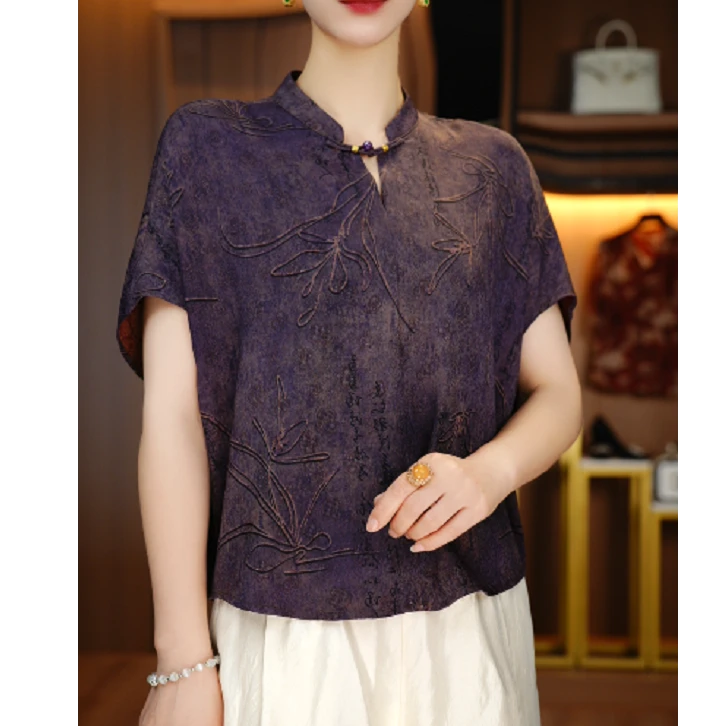 春夏衬衫女时尚显瘦优雅洋气气质休闲印花百搭衬衫V25Q827