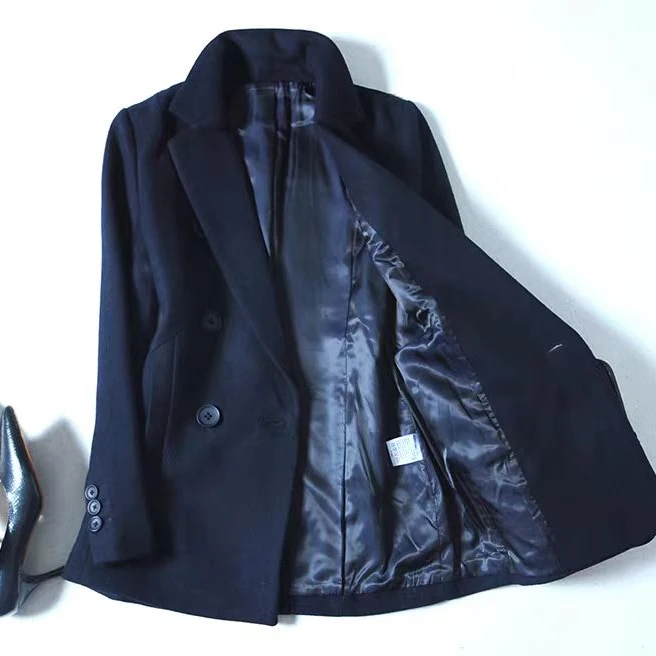 【李李专属】藏蓝色毛呢外套休闲气质洋气