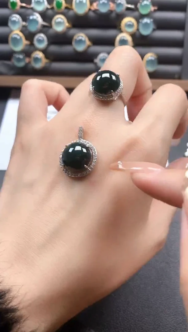 银S925镶嵌戒指翡翠51151