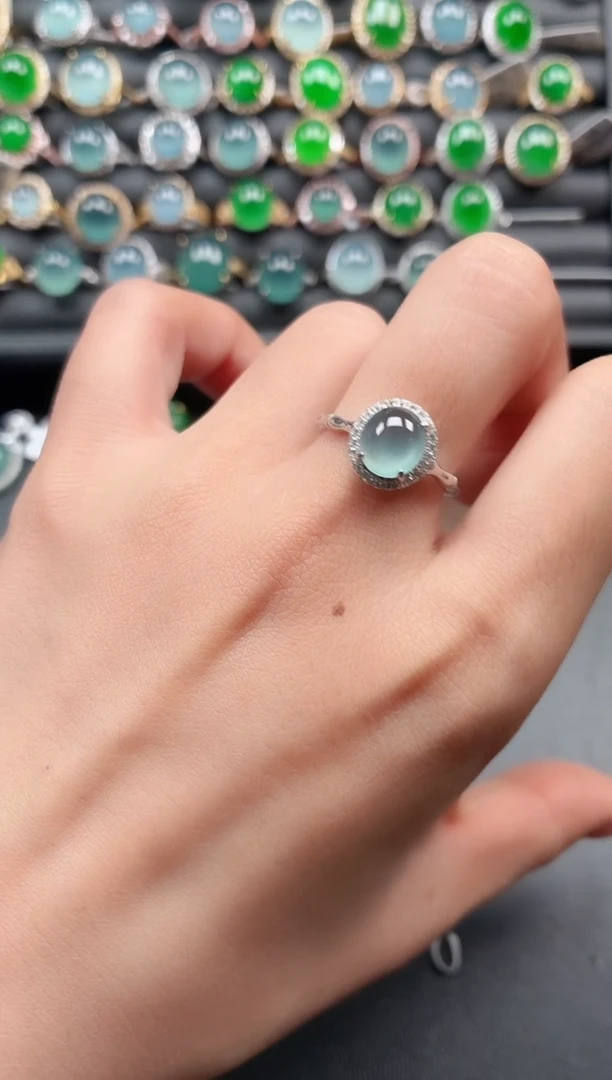 银S925镶嵌戒指翡翠111