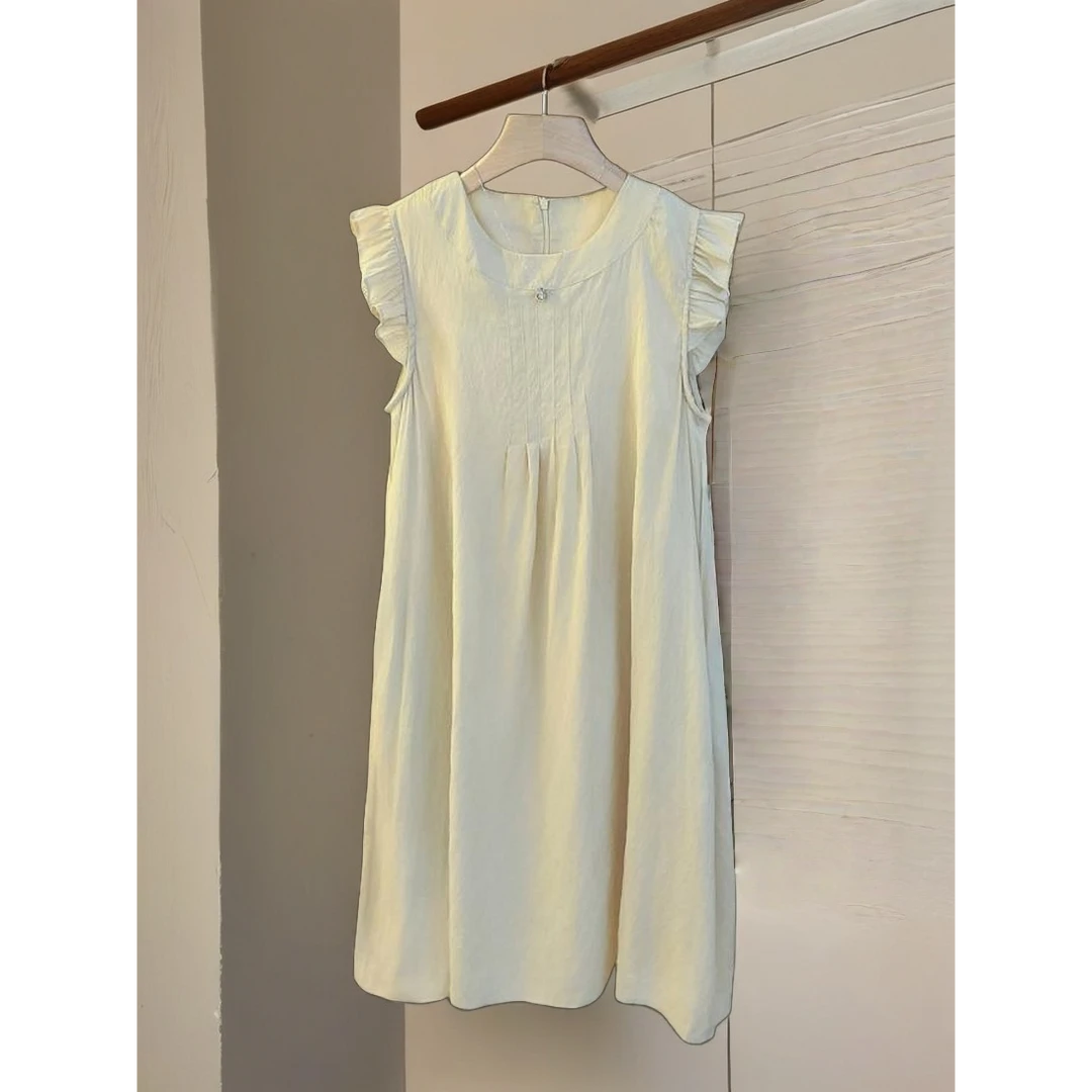 上身巨美了！连衣裙女小个子薄款显瘦气质百搭宽松遮肉小飞袖裙子