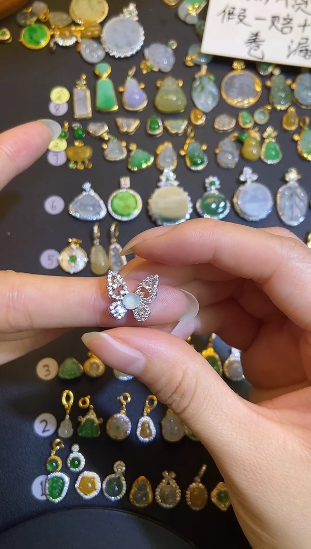 吊坠(不含链)银S925镶嵌翡翠1