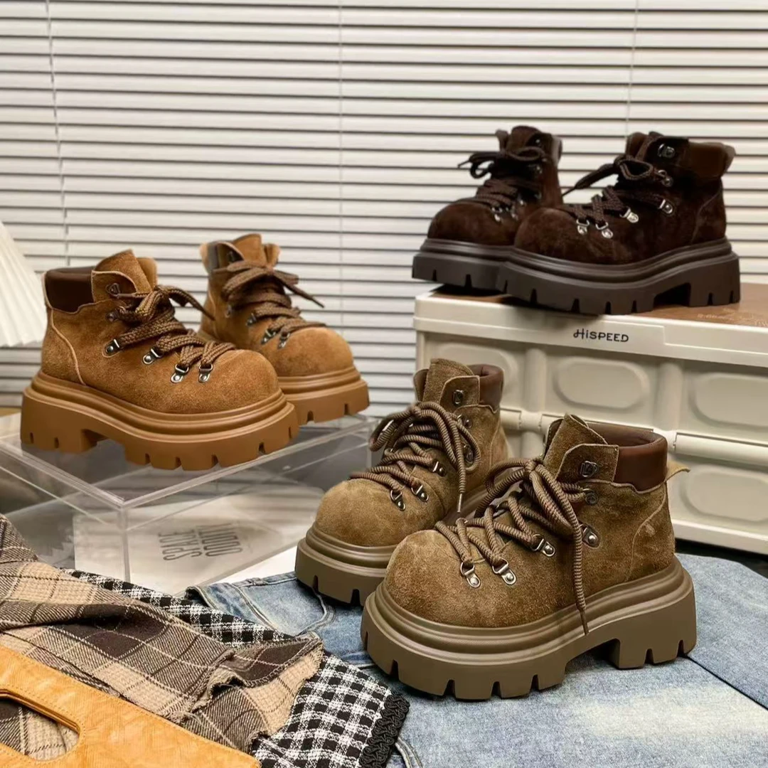 KL欧货爆款重工厚底马丁靴女2025新款朋克风潮百搭轻便软底英伦风