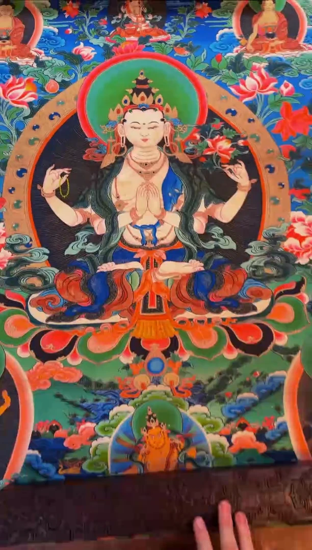 装裱画精品手绘唐卡链接--A136四臂观音