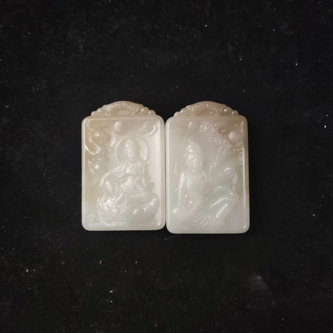 和田玉---观音吊坠（一对）0000