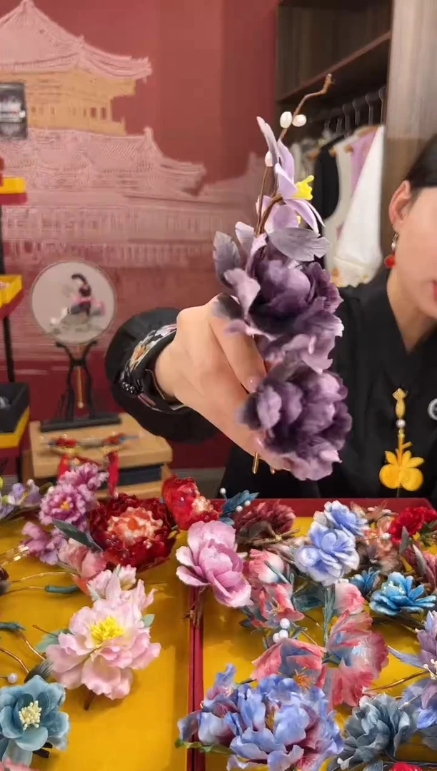 【闪购商品】刺绣非遗绒花（发饰）