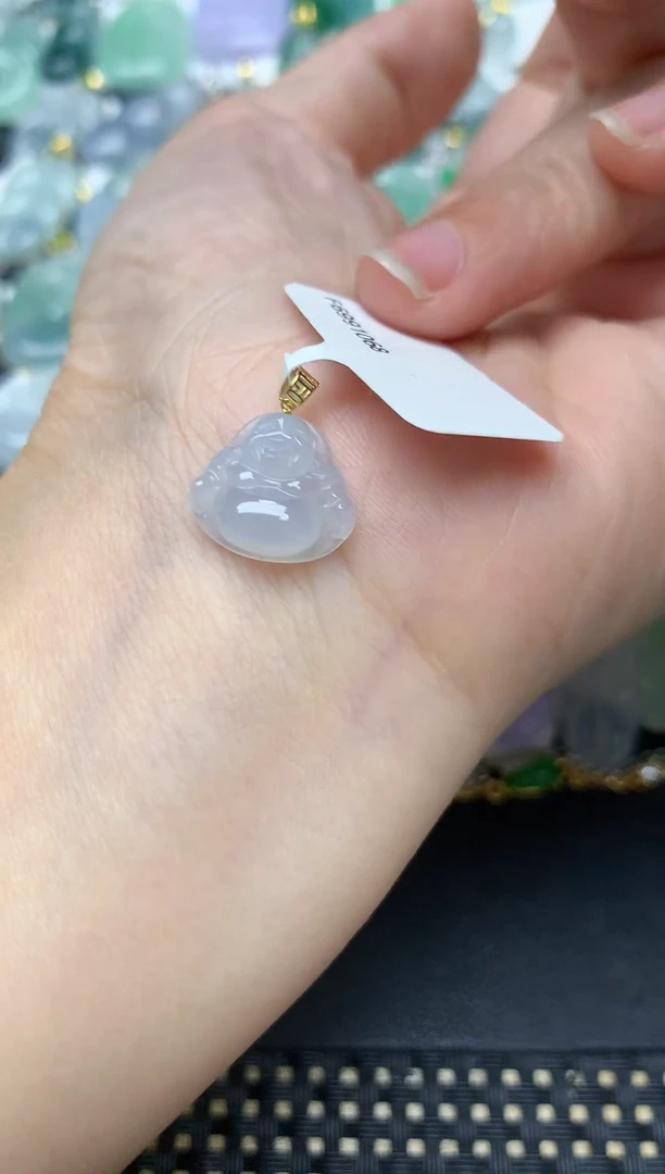 颈饰18K金镶嵌翡翠天然缅甸A货翡翠