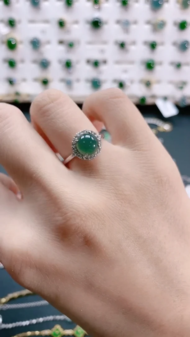 【闪购商品】翡翠戒指银S925镶嵌天然翡翠