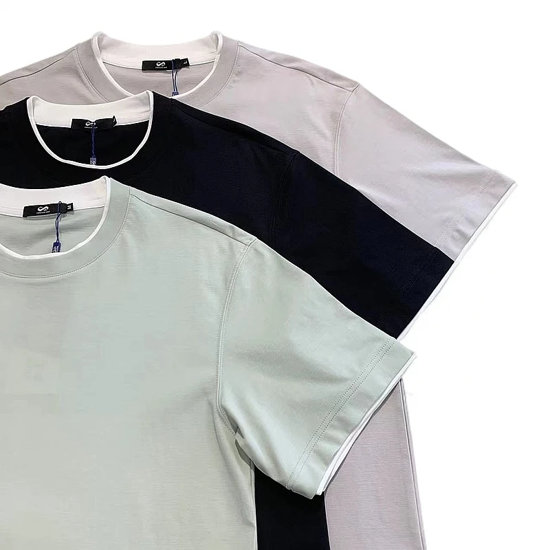 圆领拼色T恤夏季通用短袖