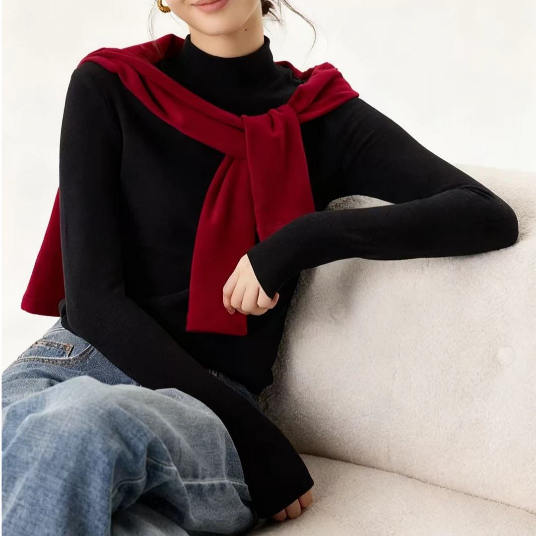 苗姐【赛羊绒】半高领女士保暖德绒上衣9517