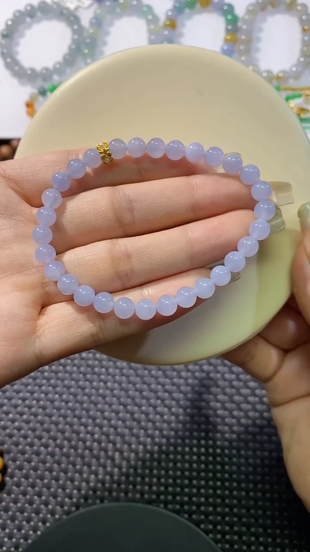 散珠翡翠卡6冰粉紫手串