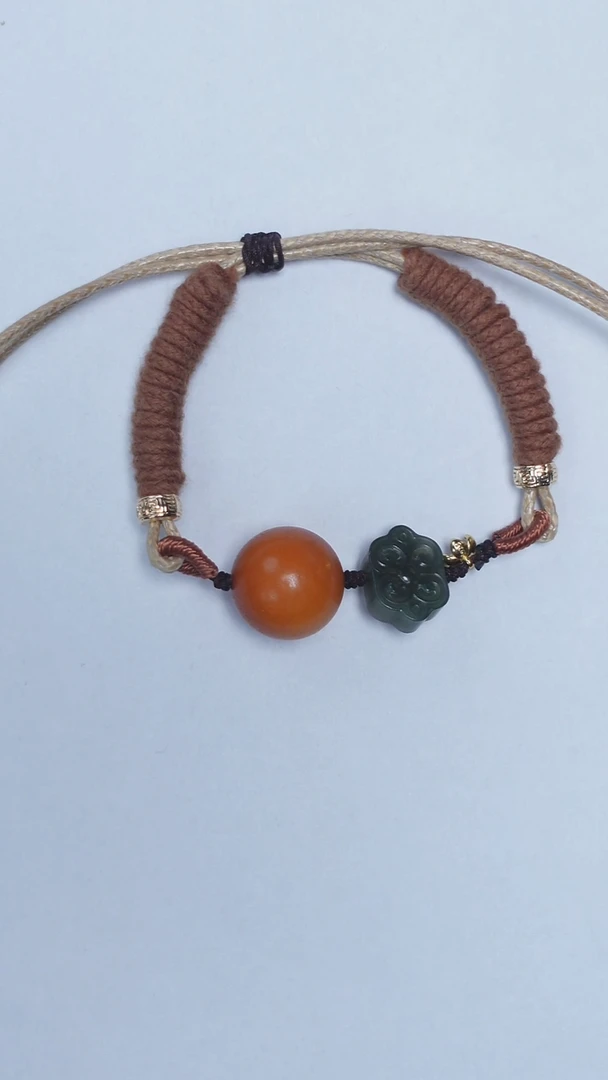 未镶嵌琥珀手链橘皮老蜡圆珠手绳