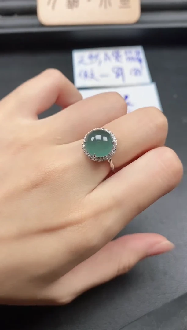 翡翠戒指银S925镶嵌51511