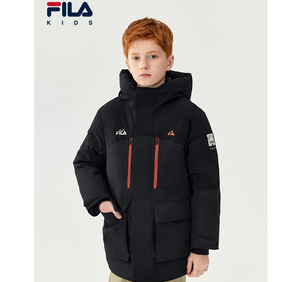 fila/斐乐儿童童装男大童羽绒服中长款冬户外运动加厚K12B543911F
