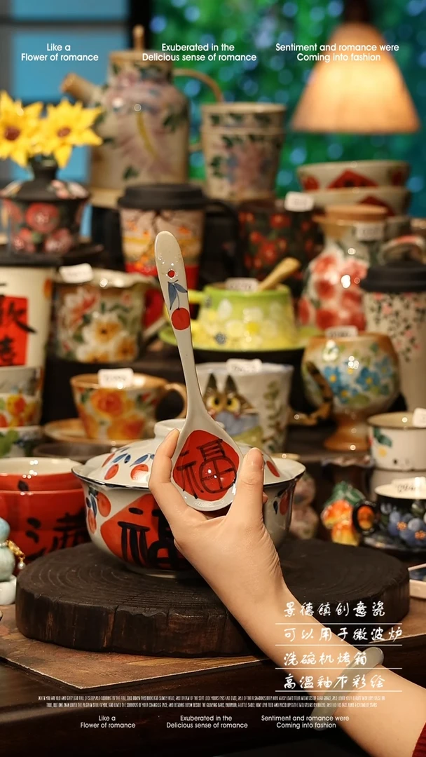 陶瓷景德镇高温釉下彩手工手绘款式