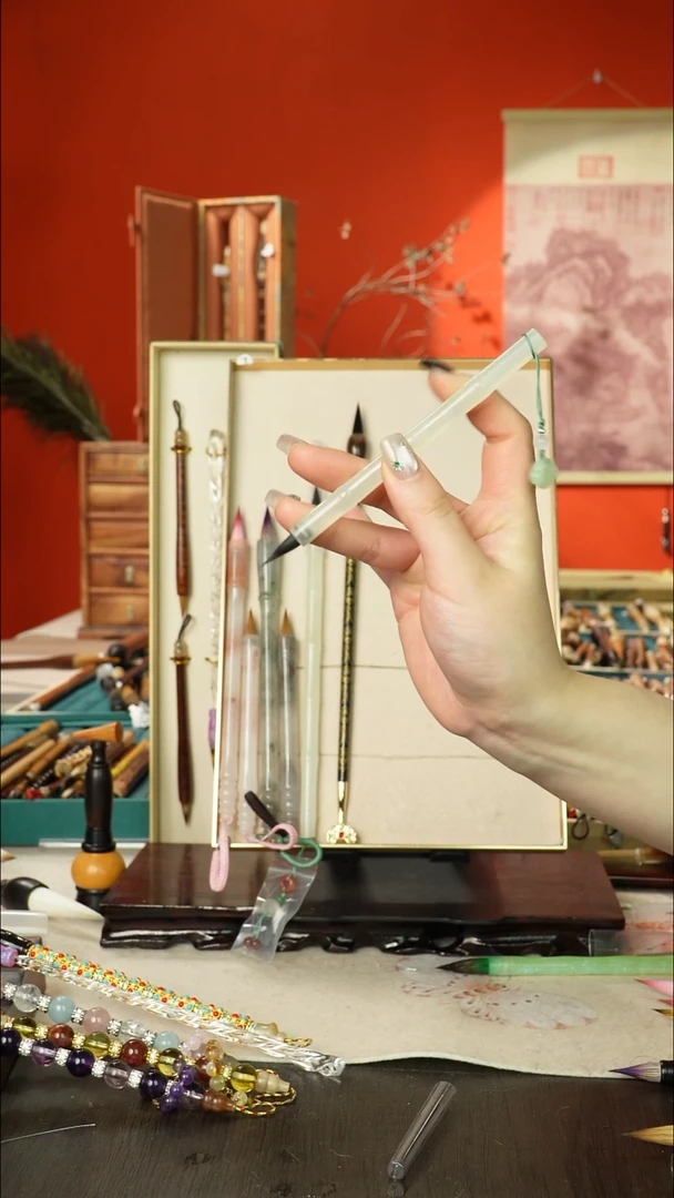 34号闪孤品高货毛笔链接 清水试笔 蘸墨不退