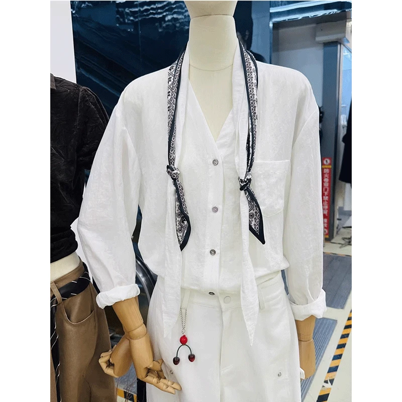 固质欧洲站2025早秋新款百搭宽松显瘦长袖衬衫女休闲减龄开衫上衣