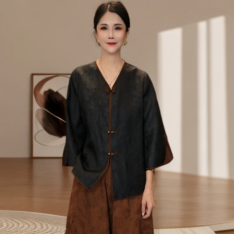 黛玫恩·【翩然】香云纱四经中国风复古高贵香云纱连衣裙46220258