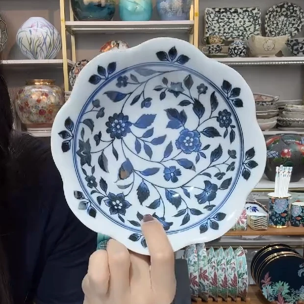 新福利一【单支】日本进口有田烧洛悠花花型深盘16.5cm