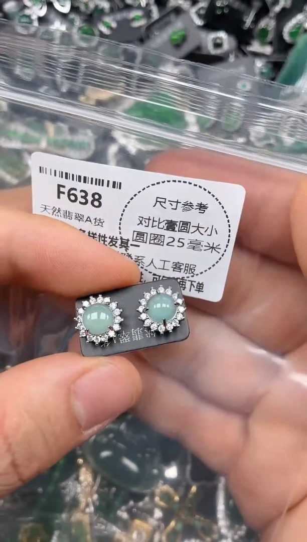 颈饰未镶嵌翡翠F638耳钉
