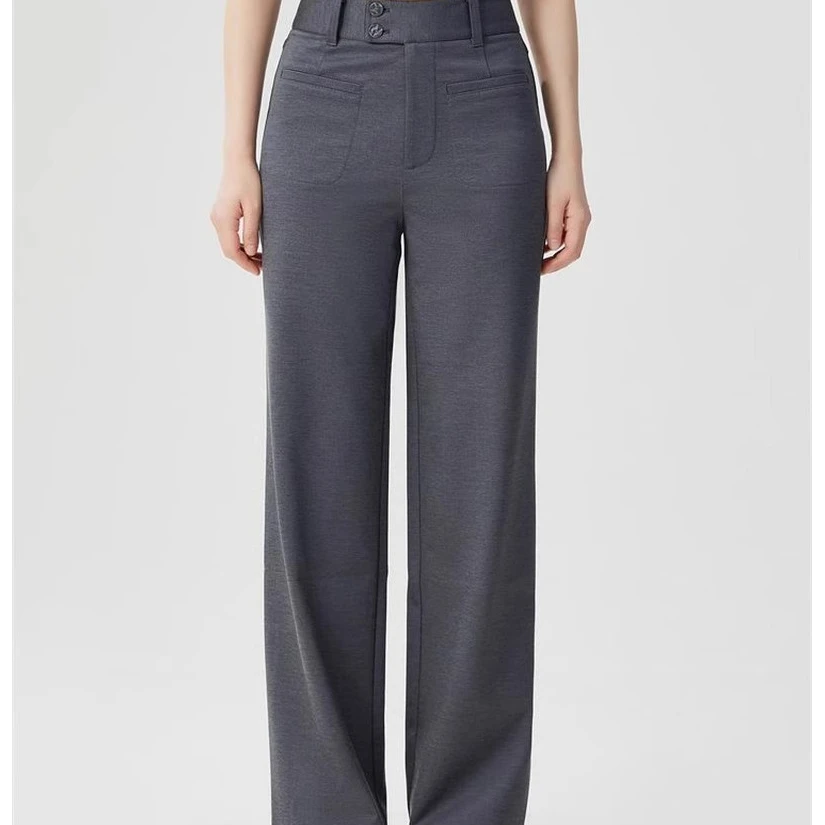 【商场同款】春季新款百搭两粒扣薄款直筒垂感裤高腰阔腿裤1100469