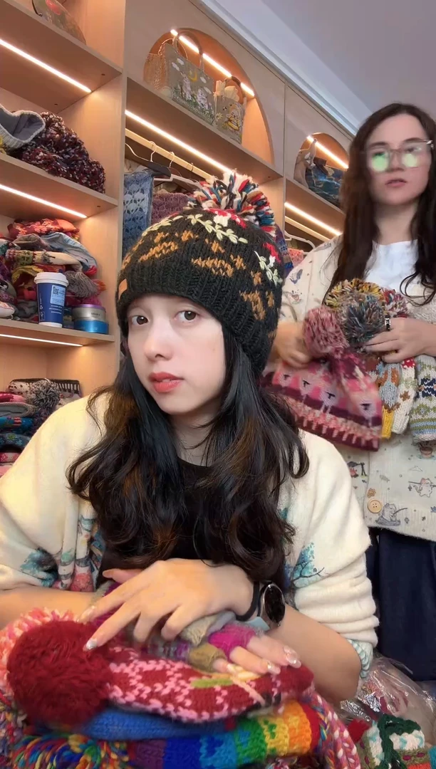 羊毛赞*扬美利奴像素提花蘑菇单球帽