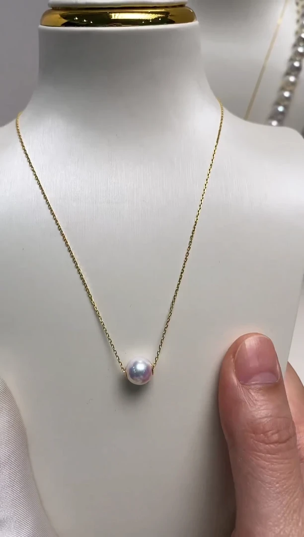 【闪购商品】海水珍珠吊坠(赠链)18K金镶嵌天女路路通8.0-9.0吊坠