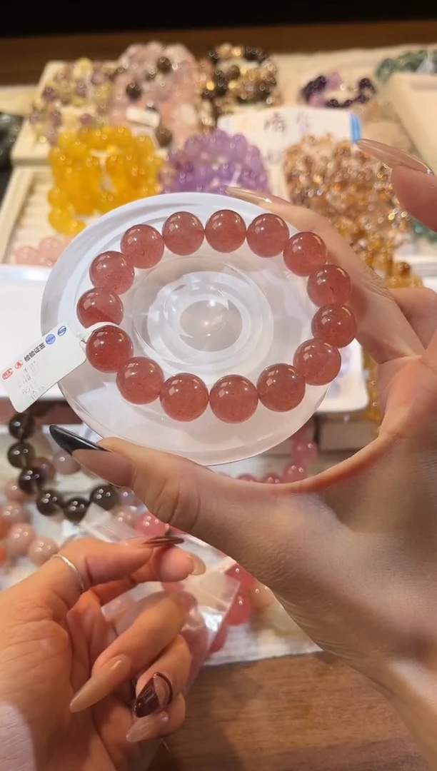 未镶嵌手链水晶多样性发一Q17草莓晶14mm