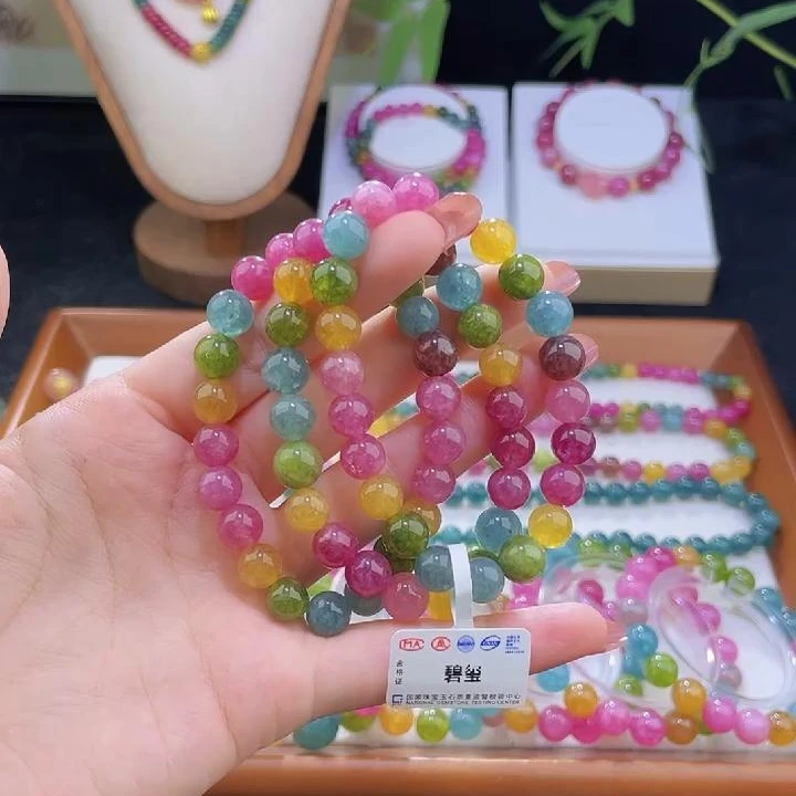 【三圈的】天然碧玺圆珠8mm手串  多样性发一