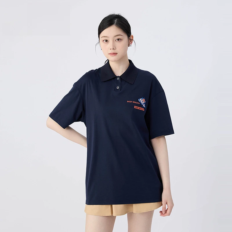 哥弟小牛印花中长款短袖PoloT恤1300595