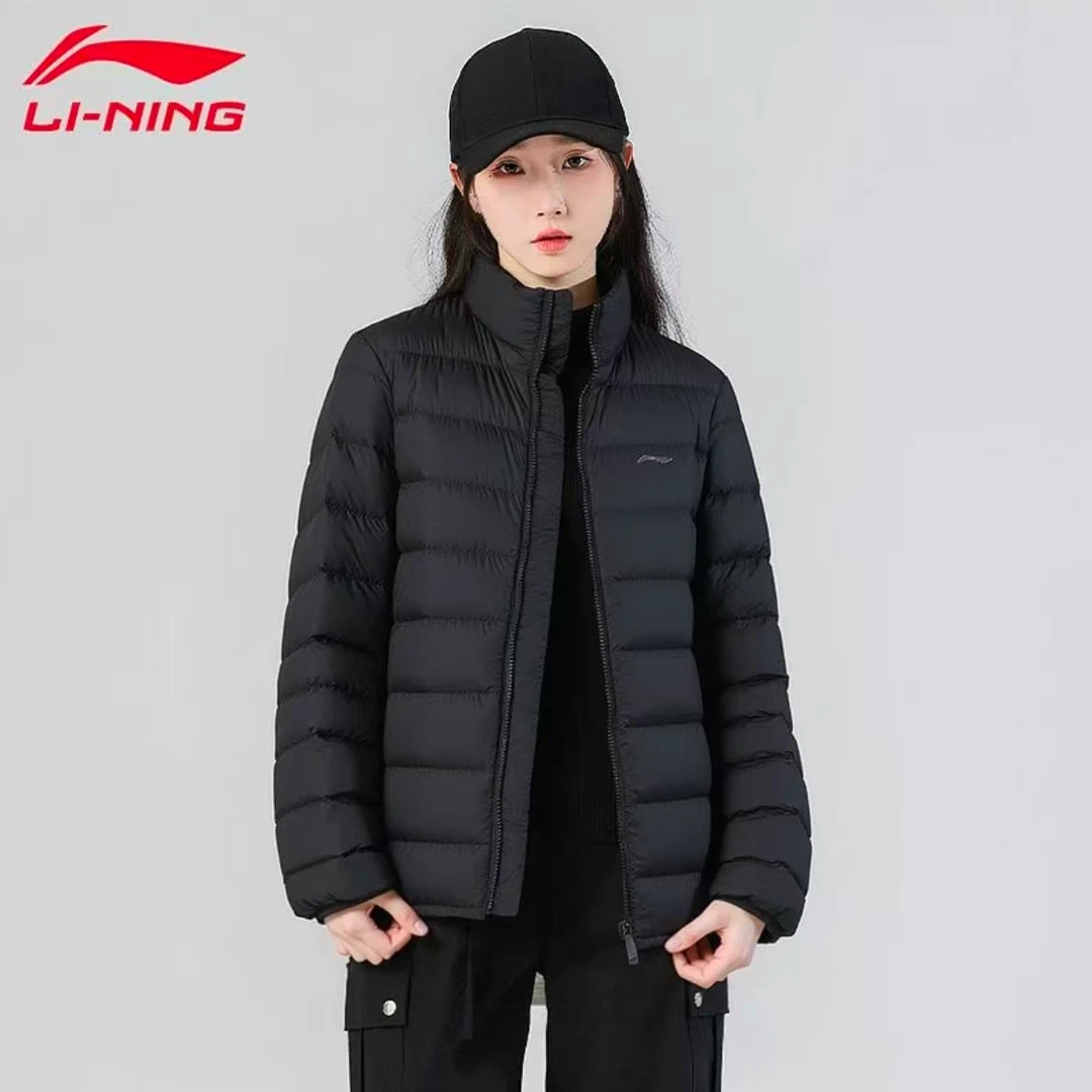 李宁轻薄羽绒服女子冬季新款健身系列鸭绒修身短外套AYMU112
