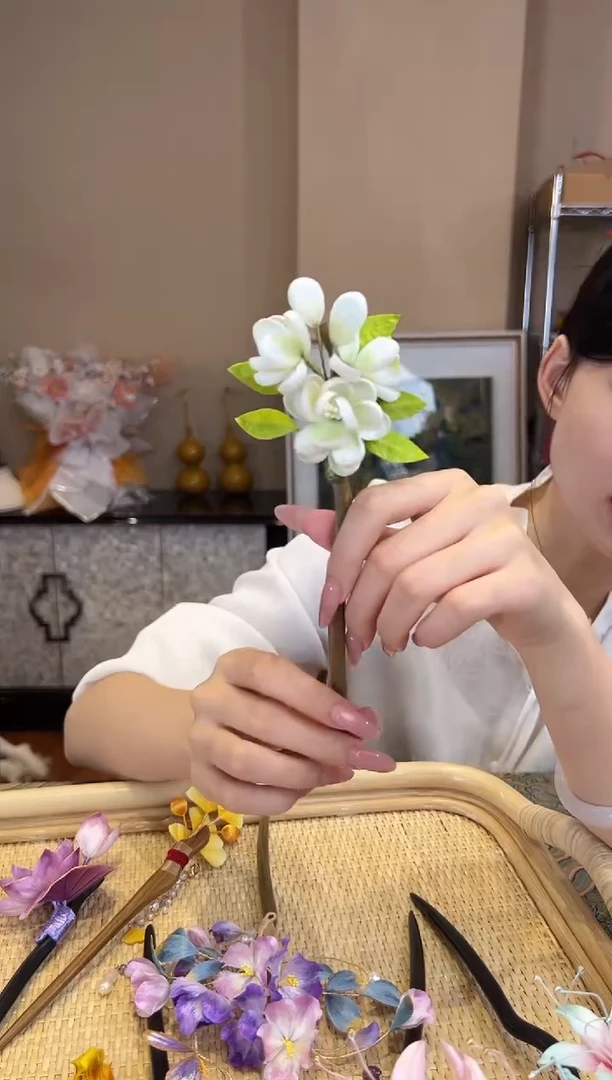 刺绣非遗绒花（发饰）