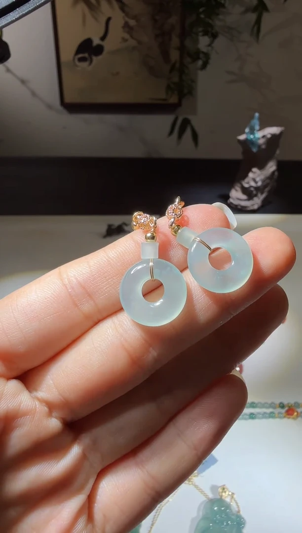 未镶嵌翡翠耳饰甜甜圈耳饰-多样性发其一