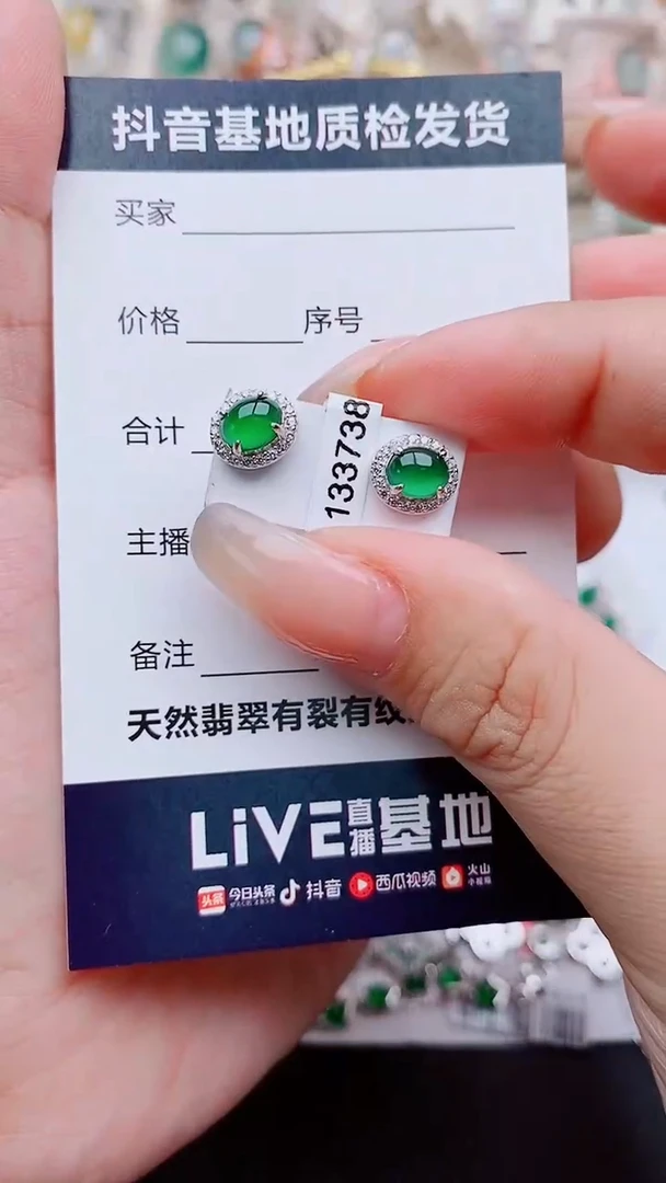 翡翠银S925镶嵌耳饰.........
