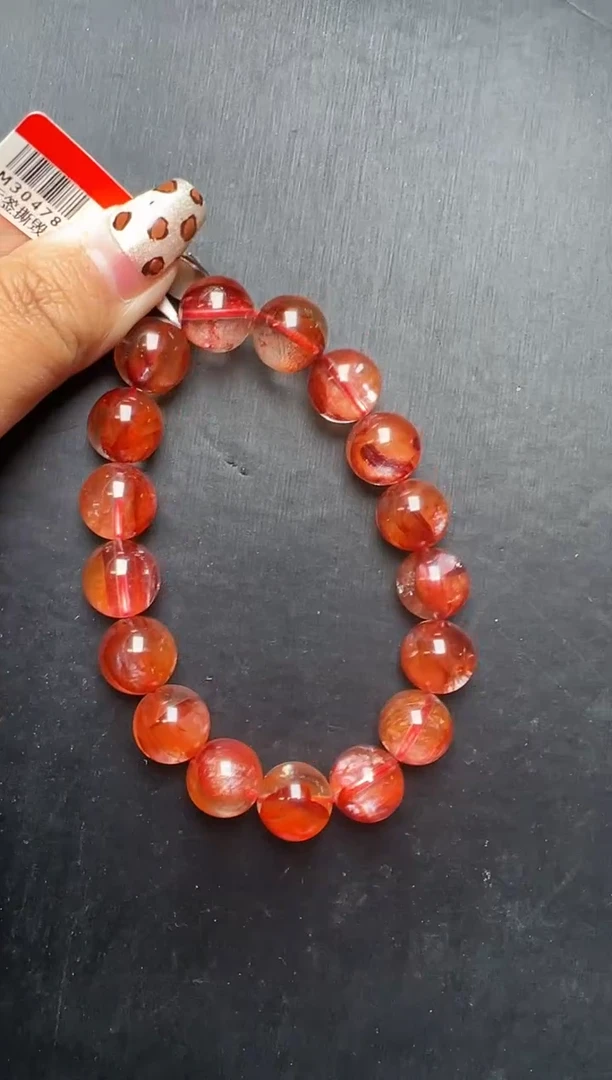 未镶嵌手串水晶红胶花手串12m+ M30478