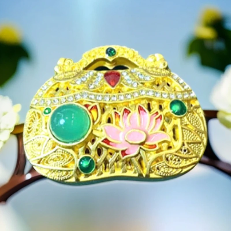 古法掐丝彩绘 如意锁吊坠 B