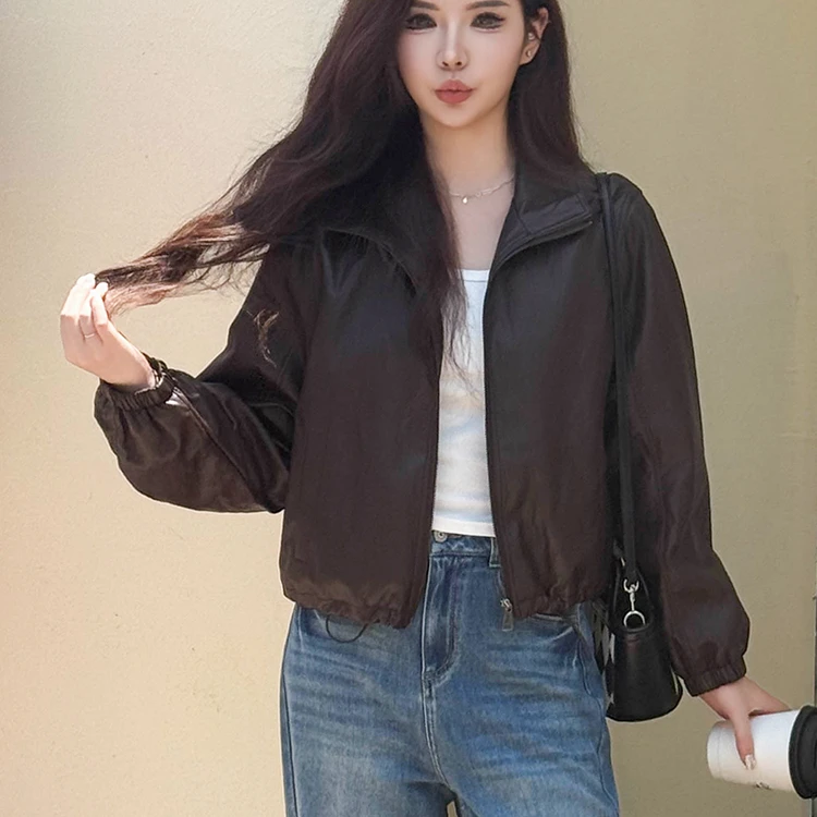 时尚洋气皮衣外套女2025年春秋季新款宽松网红百搭休闲夹克上衣潮