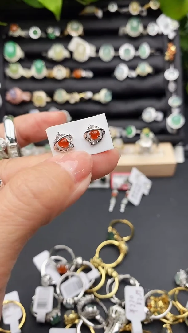 【闪购商品】翡翠戒指银S925镶嵌缅甸翡翠A货555  9-