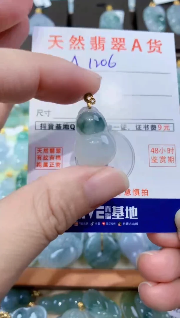 颈饰18K金镶嵌翡翠天然翡翠A货挂件